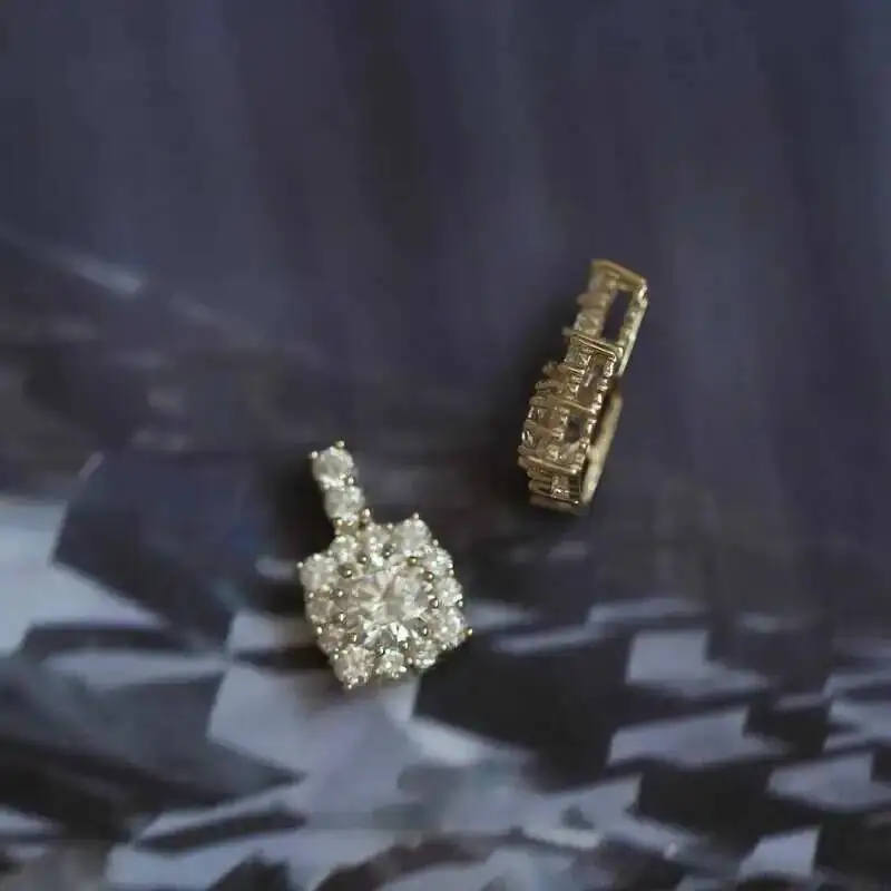 Custom Full Small Luxury Block Pure 9k Gold Micro Inlaid Zirconium Diamond Mini Necklace Pendant kj293 - Image 3