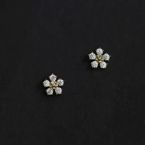 Pure 9K Gold Jewelry Earrings for Women, Five Diamond Flower, 2020, kj237