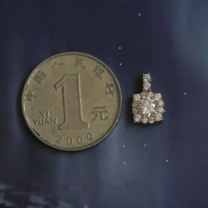 Custom Full Small Luxury Block Pure 9k Gold Micro Inlaid Zirconium Diamond Mini Necklace Pendant kj293 - Image 5