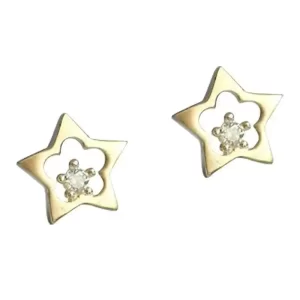 9K Gold Cute Star Mini Drop Earrings for Women, Real Solid Gold, Hypoallergenic Jewelry Gifts, Trendy kj238