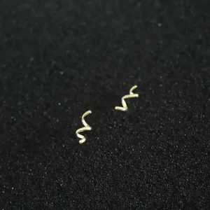 14K Gold Spring Twirl Stud Earring, Super Dainty, Mini Minimal, kj158
