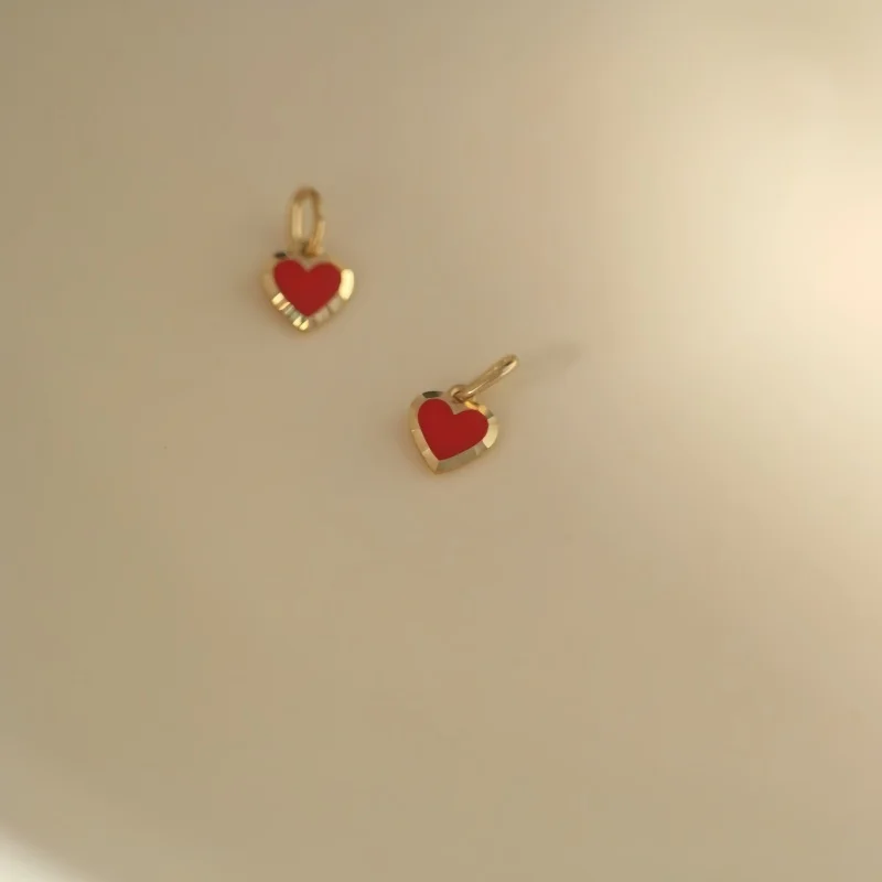 10K Gold Red Heart Pendant Hypoallergenic Mini Jewelry for Women, Fashion Gift 358 - Image 5