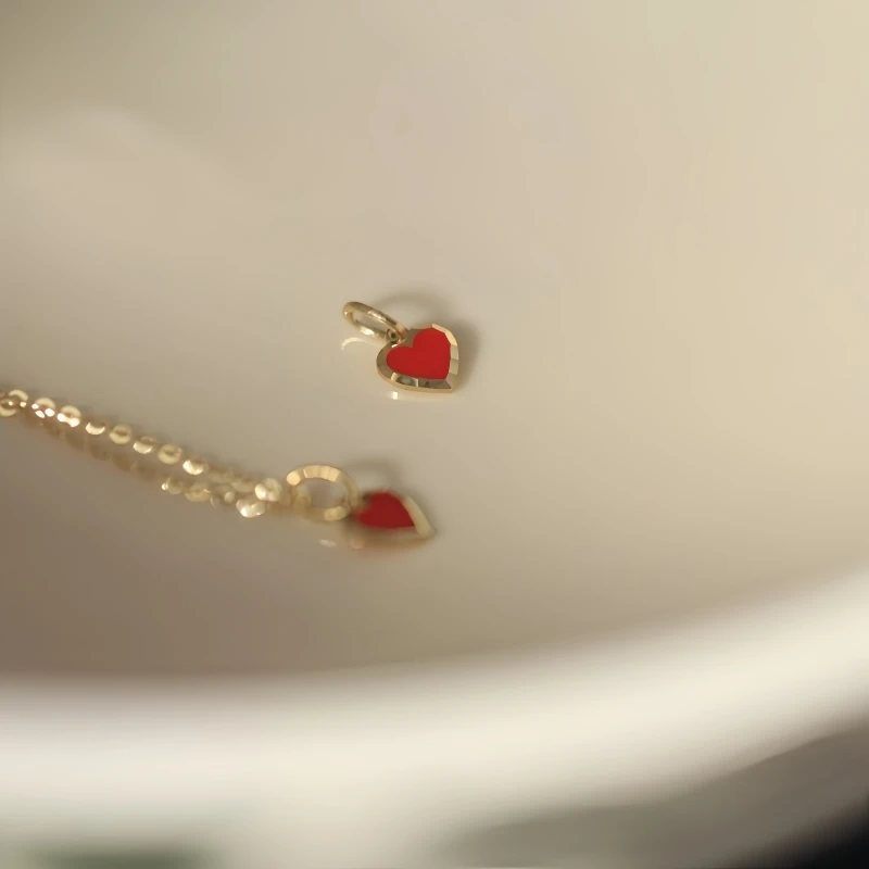 10K Gold Red Heart Pendant Hypoallergenic Mini Jewelry for Women, Fashion Gift 358 - Image 4