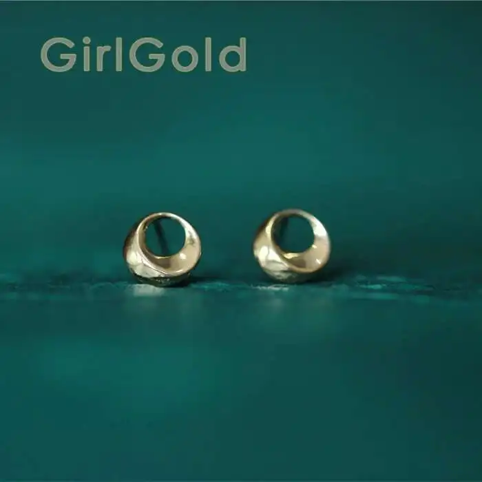 Real Solid Gold 9k Round Earring, Minimal Jewelry, Simple, kj82 - Image 3
