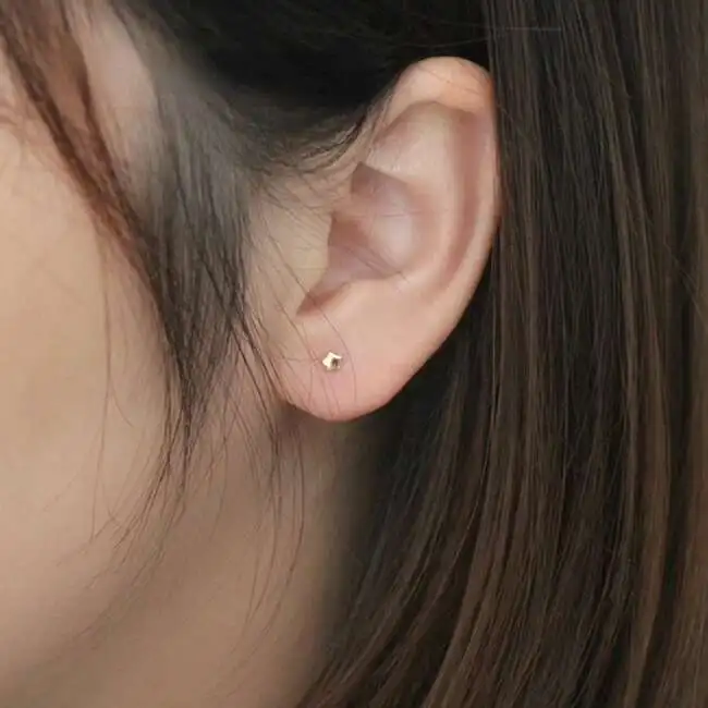 9k Smooth Surface Stud Earring for Women, Minimal, Simple Style, Mini, Solid Gold Stars, Gift, Kj10 - Image 5