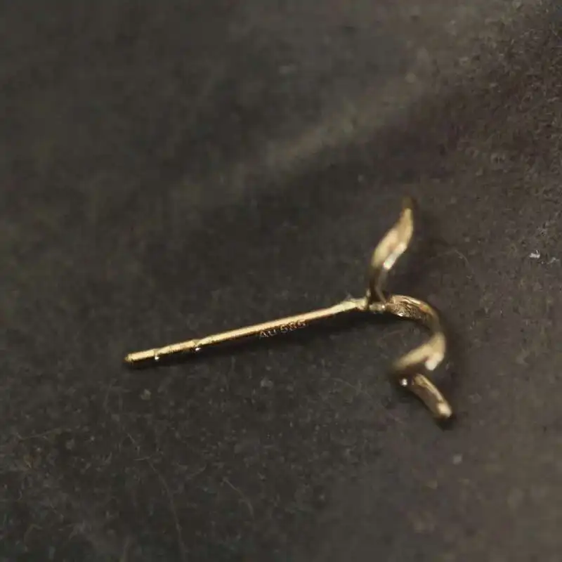 14K Gold Spring Twirl Stud Earring, Super Dainty, Mini Minimal, kj158 - Image 2