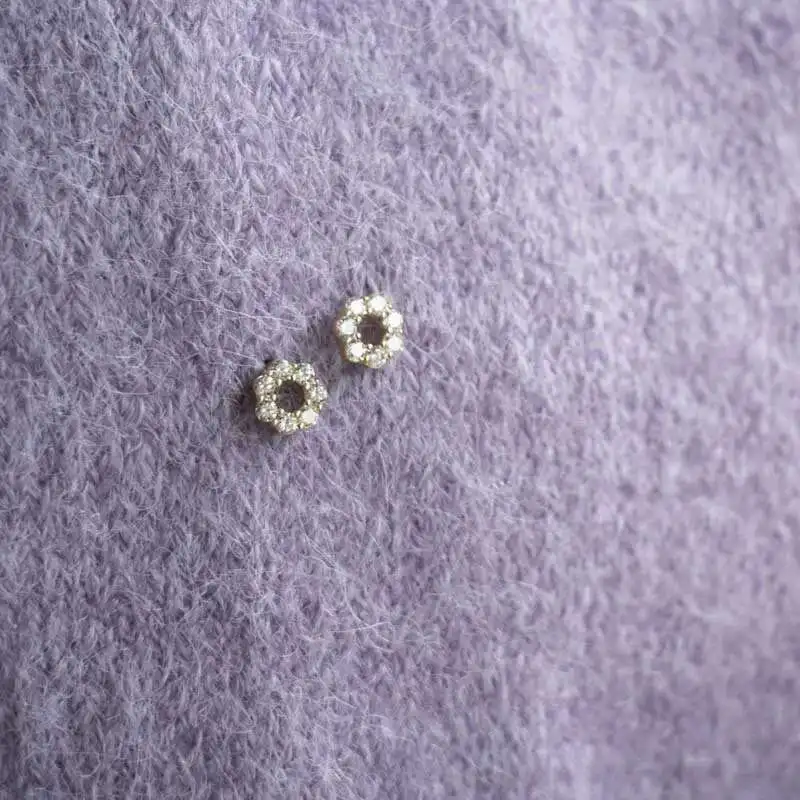 Solid 9K Gold Flower Stud Earring Women, Minimal, Simple Style, Gift for Bridesmaid, kj79 - Image 4