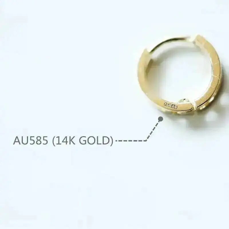 14K Full Gold Hoop Earrings for Women and Girls, AU585 Sterling Silver Earring Jewelry, 2022 New, kj473 - Image 4