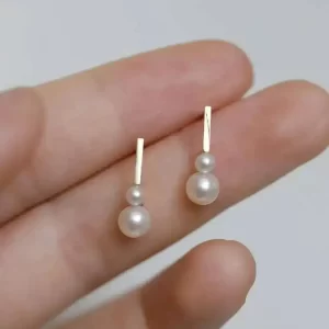 True 9K Gold Freshwater Pearl, Gourd Shaped, Gentle and Elegant, High Sense Earrings, kj451