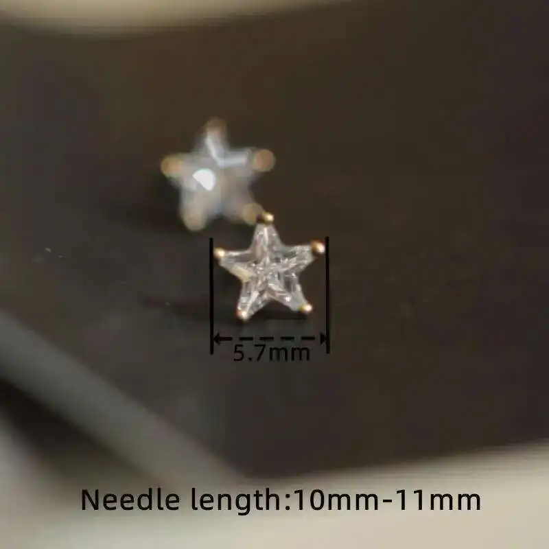 9k Solid Stars Earring, Small Gold Stud, Trendy Earrings, Handmade, Women Fine Jewelry for Girl, Wholesale, kj81 - Image 3