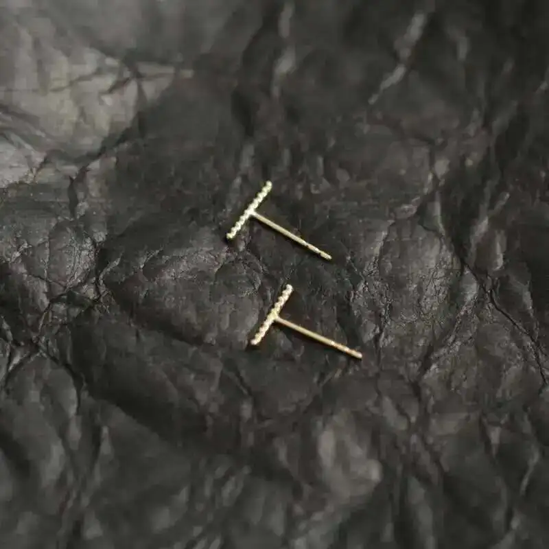 9K Gold Minimalist One-Character Design Earrings, Hypoallergenic, Exquisite Simple, Fashion Everyday Wear, kj476 - Image 4