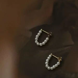 Pure 9K Gold a String of Fresh Water Pearls, Hanging Style, Gentle French Small Earrings, kj423, New