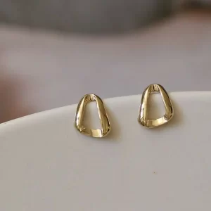 Pure 9K Gold Earrings, Stereoscopic Triangle, Fashionable Jewelry, New Arrival, 2021, kj438