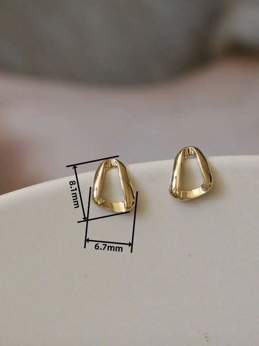 Pure 9K Gold Earrings, Stereoscopic Triangle, Fashionable Jewelry, New Arrival, 2021, kj438 - Image 2