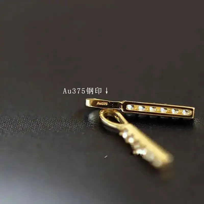 Solid Gold Charm Bar Pendant, Crystal Necklace, Minimal Jewelry, Simple Victorian Gift, Holiday, 9K Real, kj233 - Image 5