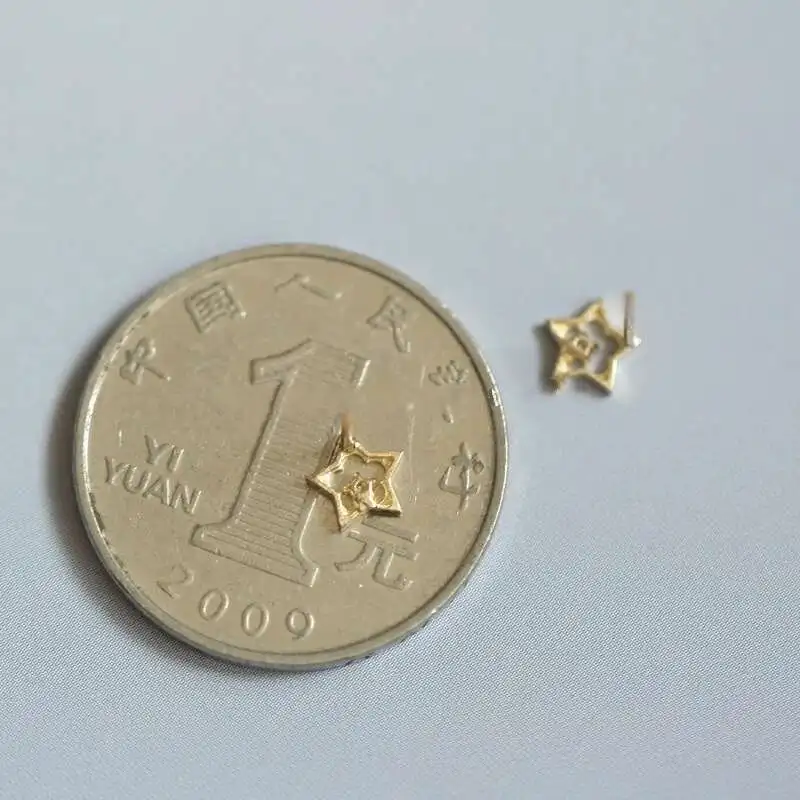 9K Gold Cute Star Mini Drop Earrings for Women, Real Solid Gold, Hypoallergenic Jewelry Gifts, Trendy kj238 - Image 5