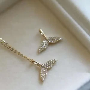 Mermaid Princess Fishtail Pendant, Korean Fashion Jewelry, Neck Chains, Exquisite, Elegant, Tide, 9K, 2021, kj397