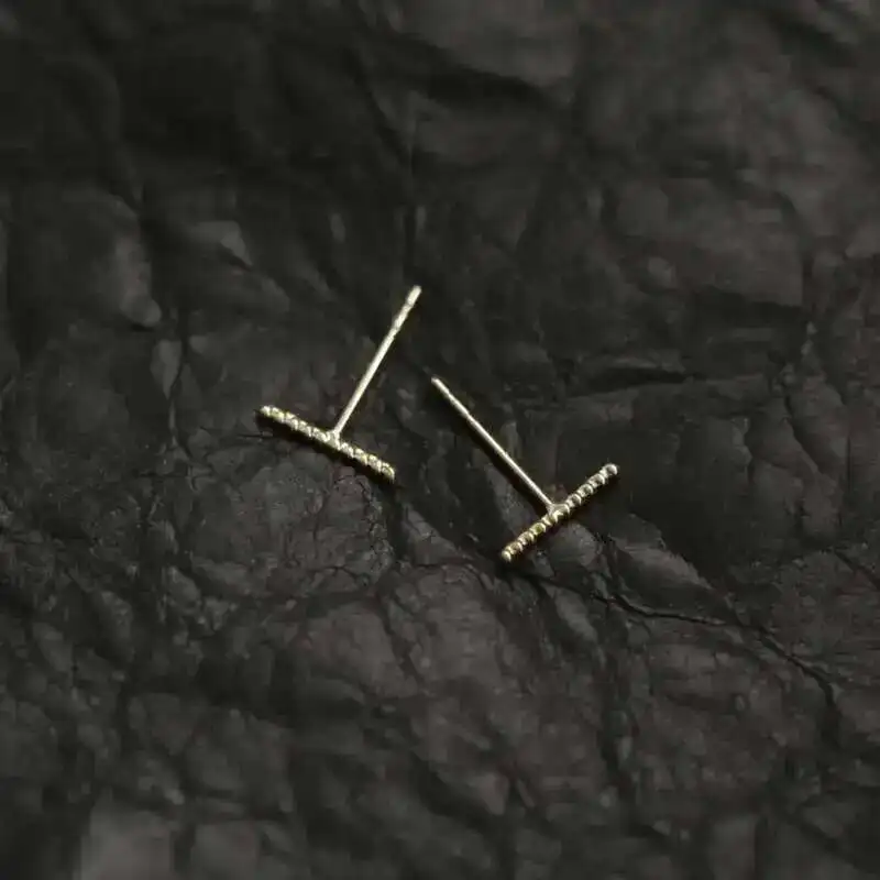 9K Gold Minimalist One-Character Design Earrings, Hypoallergenic, Exquisite Simple, Fashion Everyday Wear, kj476 - Image 3