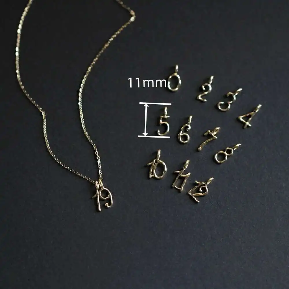 Customized GrilGold Digital Pendant, 9K Gold Ins, Unique European and American, Careful Girl Lovers, kj301 - Image 2