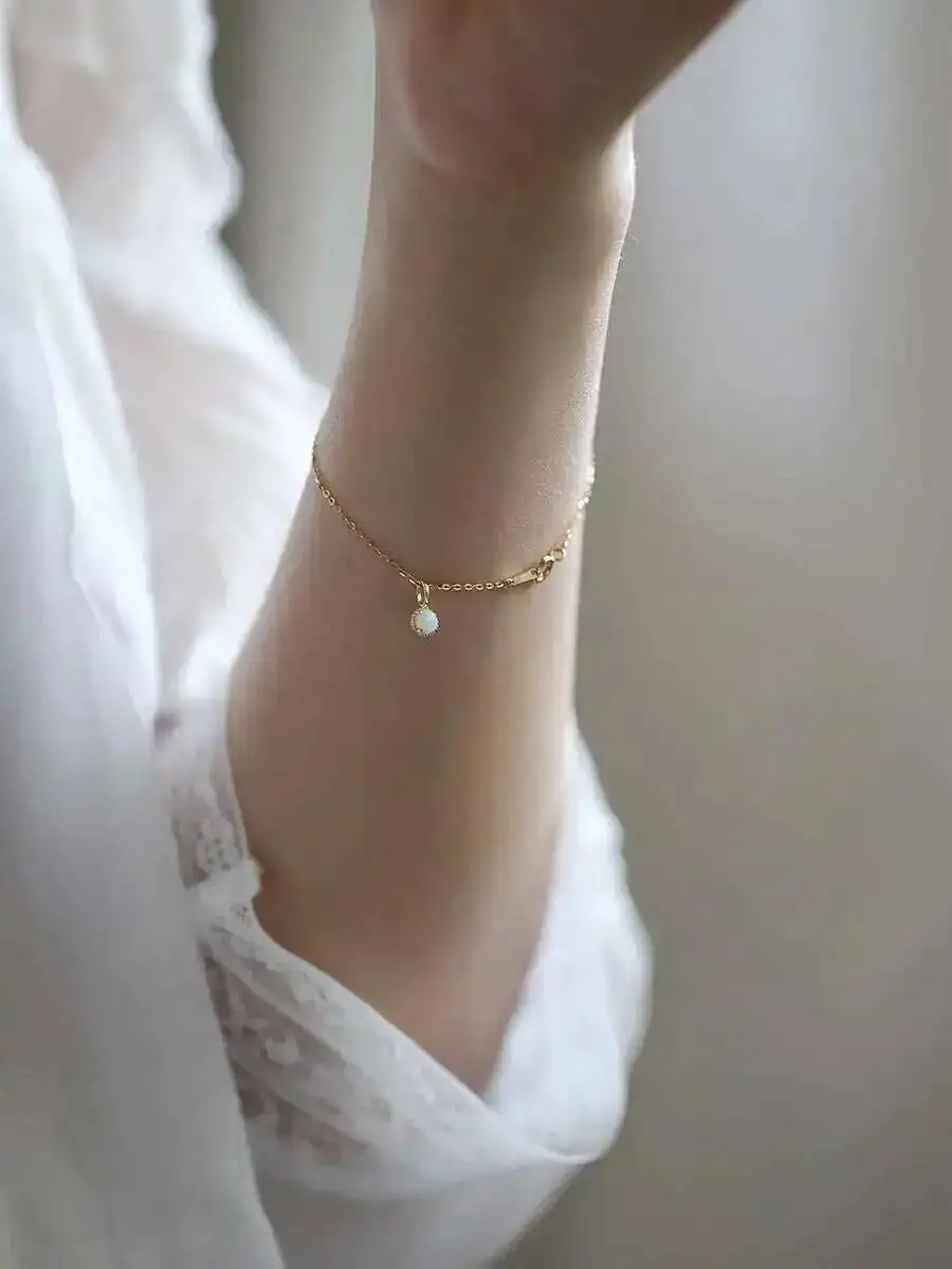 Original Real Gold Jewelry, 9K Pendant, Composite Opal, Mini Necklace, Bracelet, Free Shipping Items, New In kj486 - Image 3