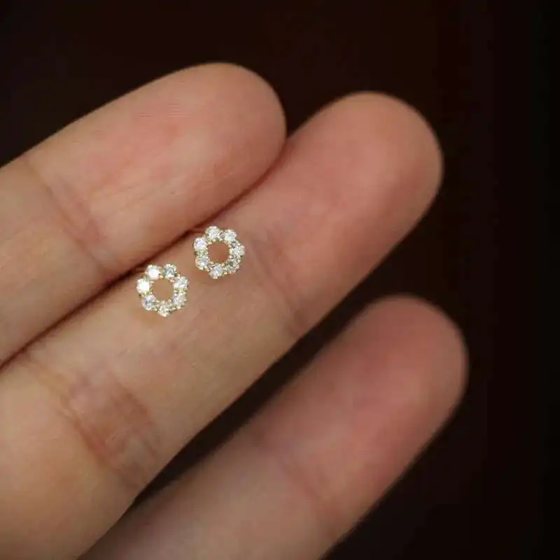 Solid 9K Gold Flower Stud Earring Women, Minimal, Simple Style, Gift for Bridesmaid, kj79