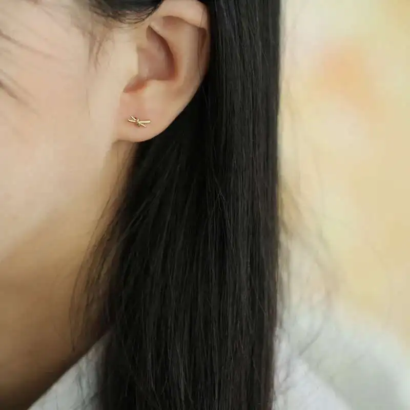 9k Solid Gold Stud Earring for Women, Mini Dainty, Minimal, Simple Style Gift, Bridesmaid, Kj100 - Image 5