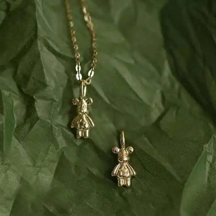 Lovely Bear Necklace Pendant, 9k Real Gold, Exquisite Girl Jewelry, Lovely, kj488 - Image 4