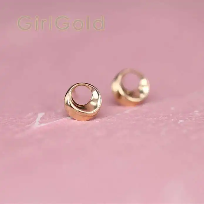 Real Solid Gold 9k Round Earring, Minimal Jewelry, Simple, kj82 - Image 4