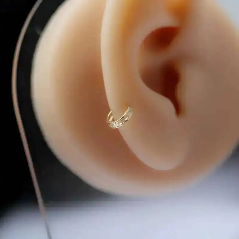 14K Full Gold Hoop Earrings for Women and Girls, AU585 Sterling Silver Earring Jewelry, 2022 New, kj473 - Image 2