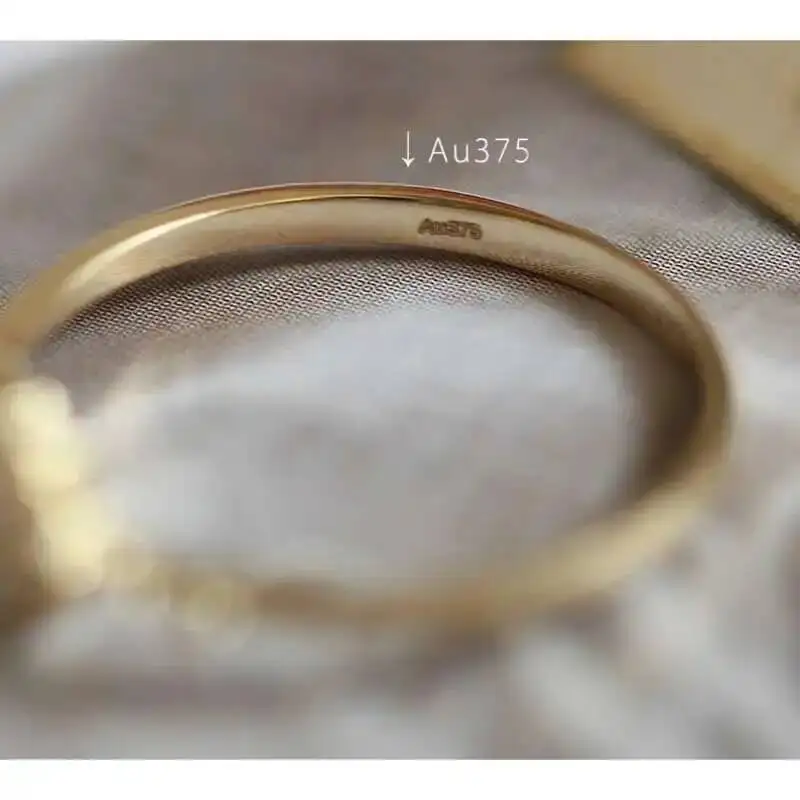 Snowflake Shape Crystal Minimalist, Simple Stacking Ring, 9K, Solid Gold, kj505 - Image 6