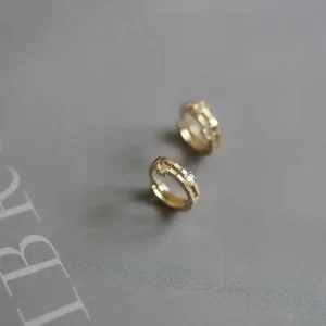 Custom Chain Sense Small Pure 9K Gold Inlaid Zircon Korean Exquisite Earring, kj270