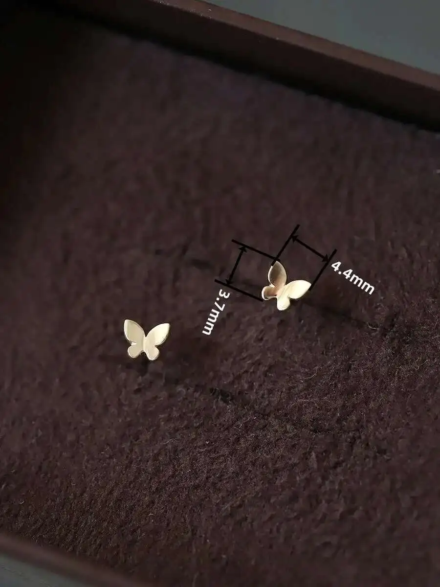 14K Gold Butterfly Earring for Women, Minimal Simple Style, Hypoallergenic, Trendy Jewelry, Gift, kj49 - Image 2