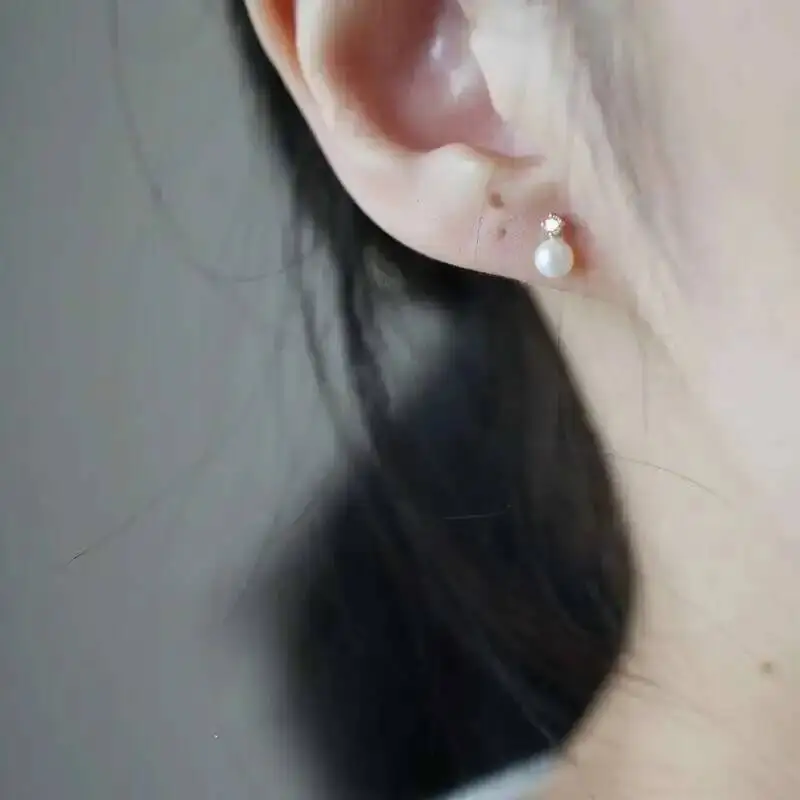 9k Solid Gold Drop Pearl Pendant Jewelry, Minimal Dainty Victorian Royal Wedding Bridesmaid Gift, Love kj242 - Image 4