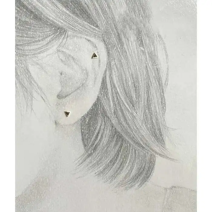 Customized Light Plate Black Triangle, Pure 9K Gold Personality, Mini Versatile Fold Earrings, kj275 - Image 3