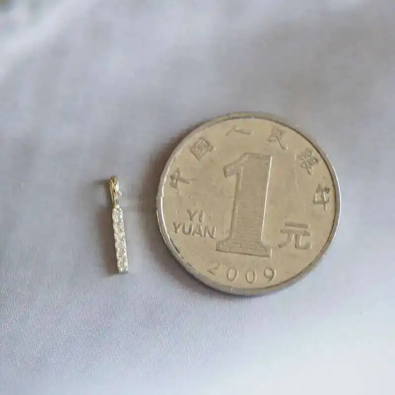 Solid Gold Charm Bar Pendant, Crystal Necklace, Minimal Jewelry, Simple Victorian Gift, Holiday, 9K Real, kj233 - Image 6