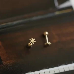 GOLDtutu 9k Solid Gold Ball Sphere Round Screw Back Stud Earring, Minimalist Simple Jewelry, Super Dainty, kj246