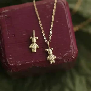 Lovely Bear Necklace Pendant, 9k Real Gold, Exquisite Girl Jewelry, Lovely, kj488
