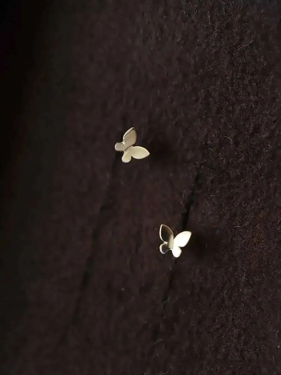 14K Gold Butterfly Earring for Women, Minimal Simple Style, Hypoallergenic, Trendy Jewelry, Gift, kj49