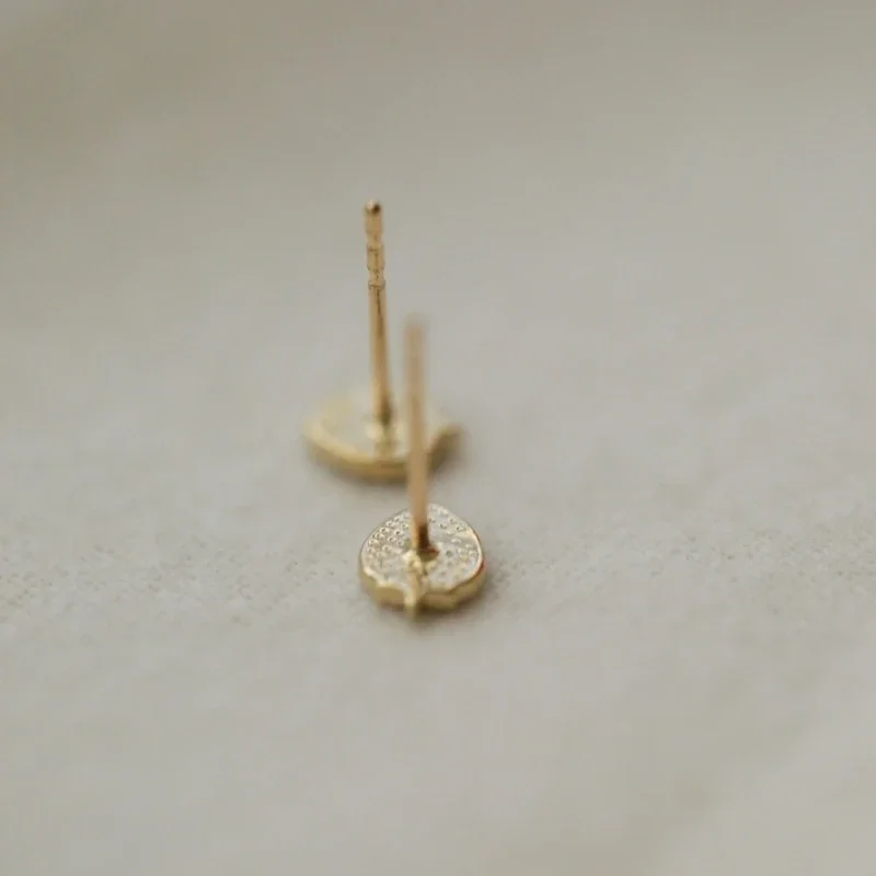 9K Gold Fruit Studs – Tiny Strawberry with Polished Edge, Everyday Cute Earrings - Image 6