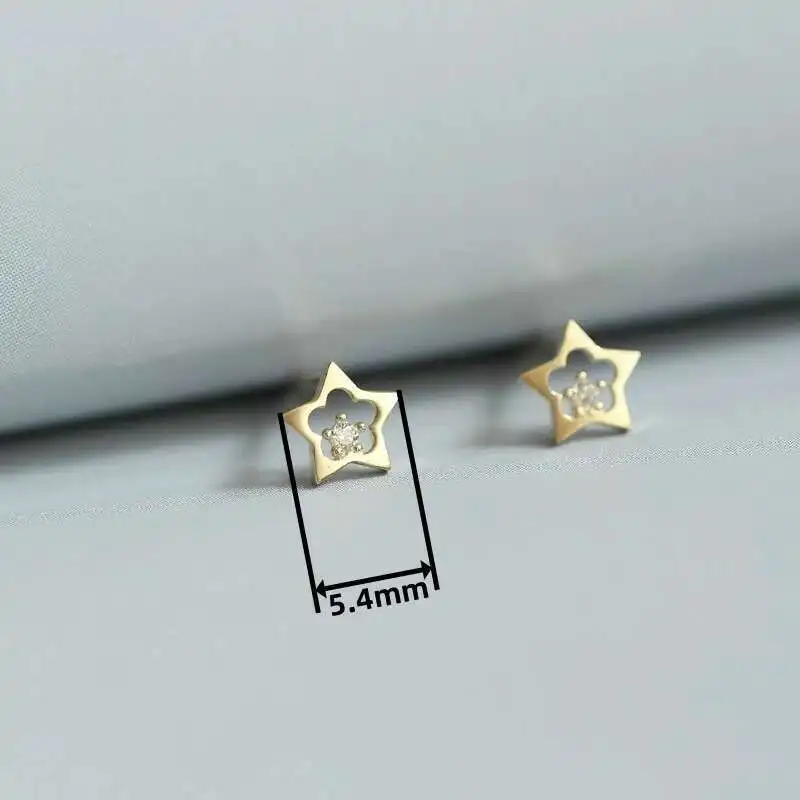 9K Gold Cute Star Mini Drop Earrings for Women, Real Solid Gold, Hypoallergenic Jewelry Gifts, Trendy kj238 - Image 3