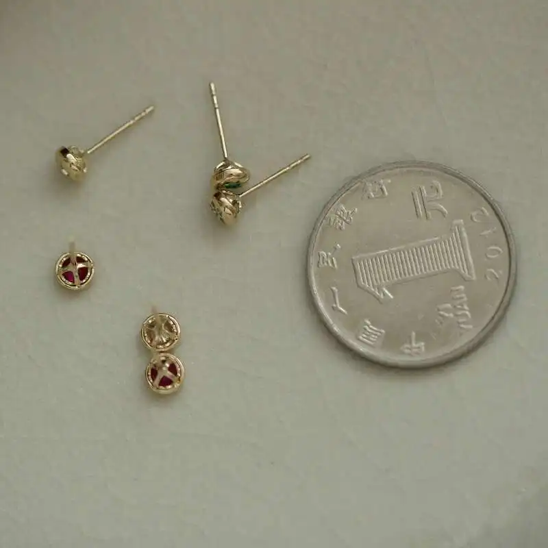 Pure 9K Gold Christmas Series, Color Zircon Bean Earrings, Snowflake, Deer Star, kj368, 2020 New - Image 5