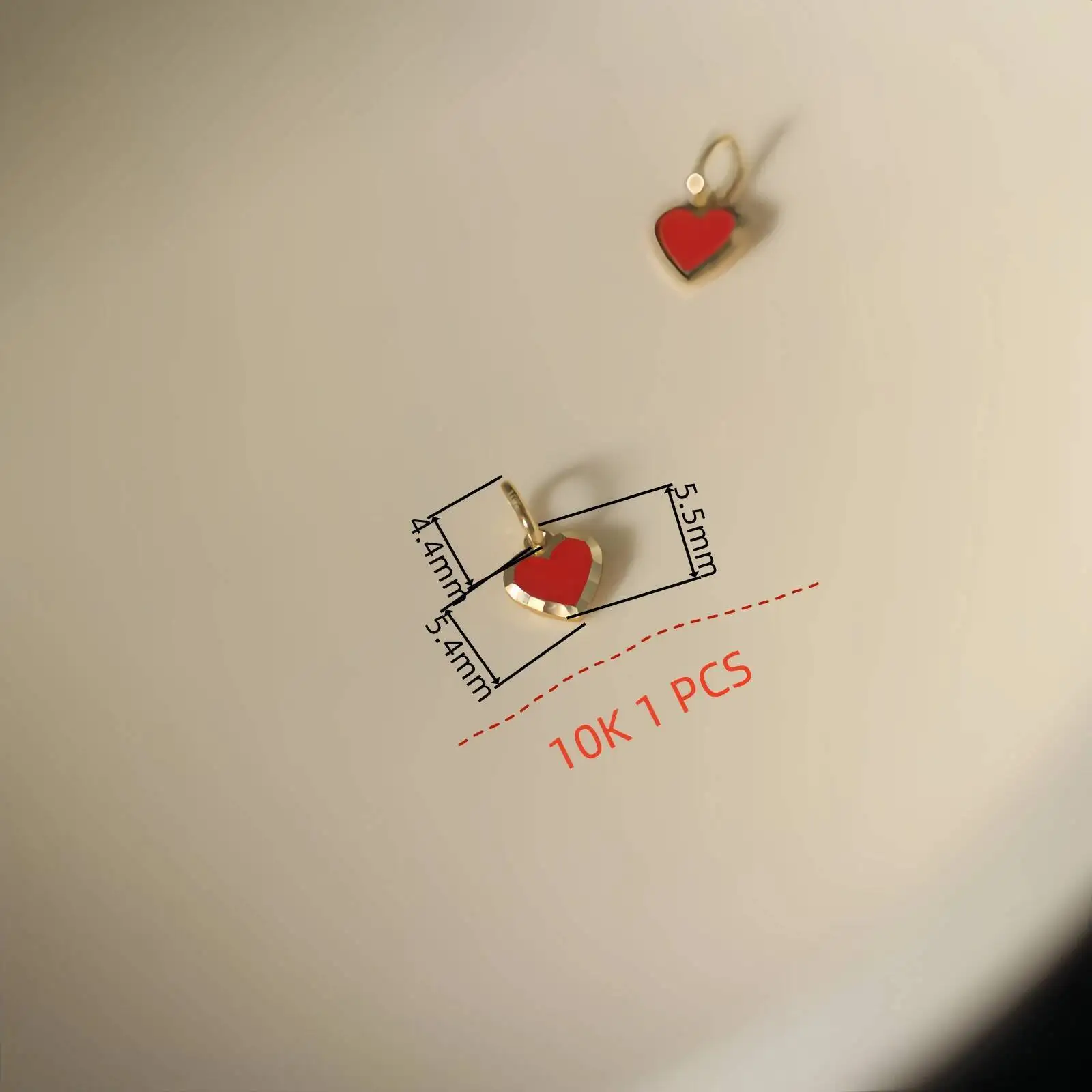 10K Gold Red Heart Pendant Hypoallergenic Mini Jewelry for Women, Fashion Gift 358 - Image 6