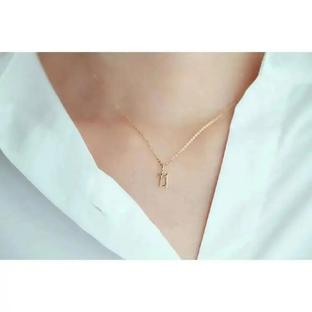 Customized GrilGold Digital Pendant, 9K Gold Ins, Unique European and American, Careful Girl Lovers, kj301 - Image 4