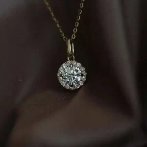 9K Gold Pendant Necklace, Micro-inlaid Round Zircon, Luxury Shiny Design, Beautiful and Trendy kj393